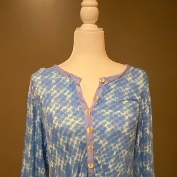 Lyng Tunic Top Rayon Size Large Button Front - Picture 12 of 14